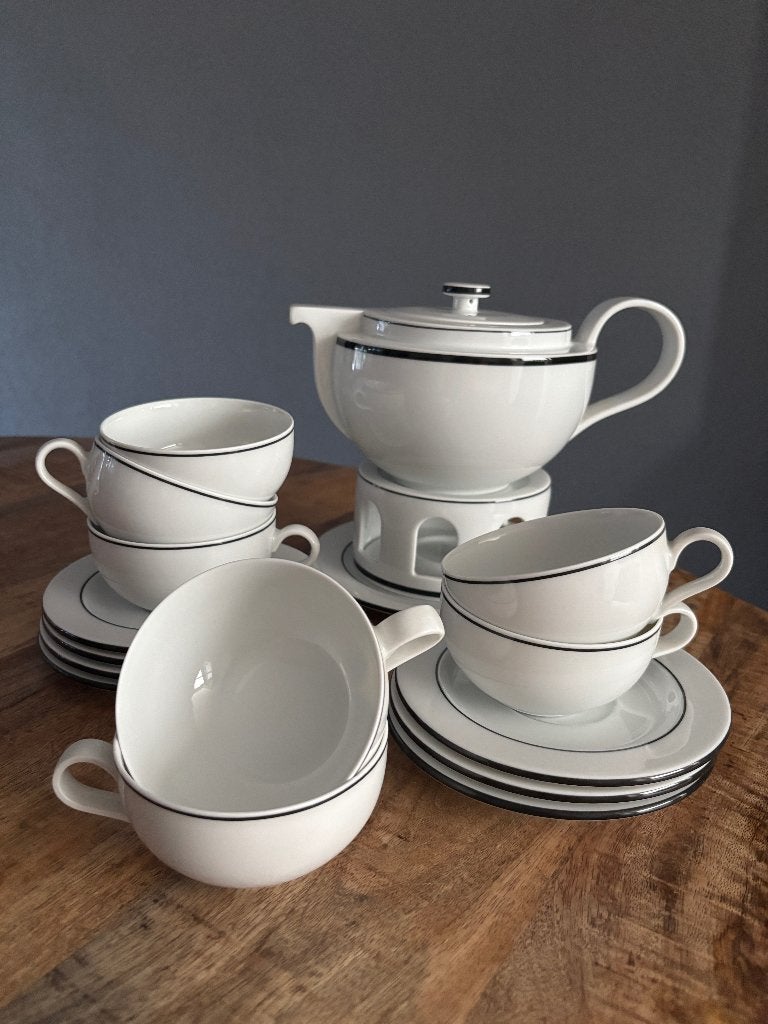 Arzberg Cult Linea Negra theeservies + warmhouder – 16-delig, Ophalen, Arzberg, Overige typen, Zo goed als nieuw