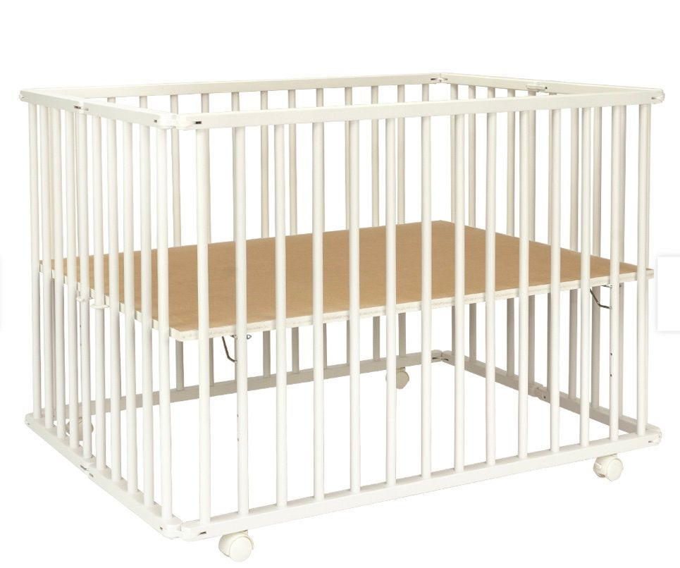 Witte inklabare box op wieltjes, Kinderen en Baby's, Boxen, Ophalen, Gebruikt, Rechthoekig, In hoogte verstelbaar