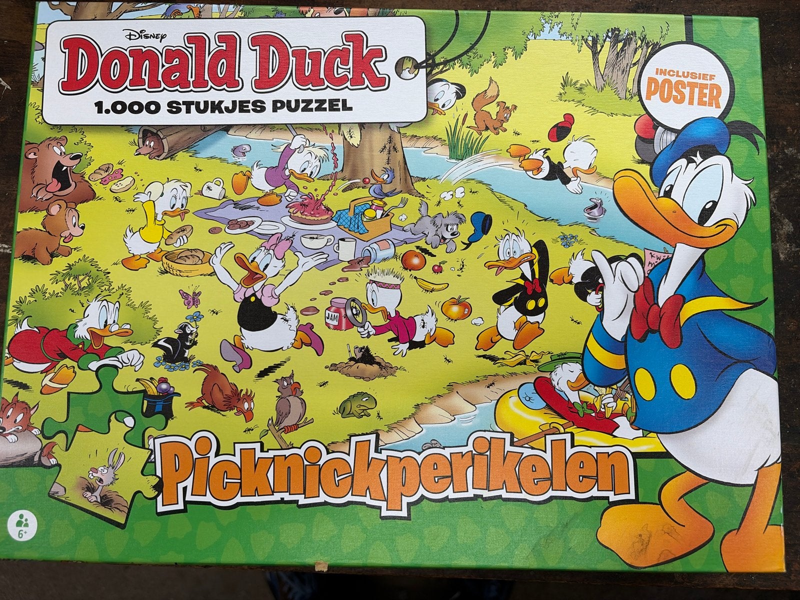 Donald Duck 1000 stukjes puzzel - Picknickperikelen, Ophalen of Verzenden, Meer dan 50 stukjes, Gebruikt, 6 jaar of ouder