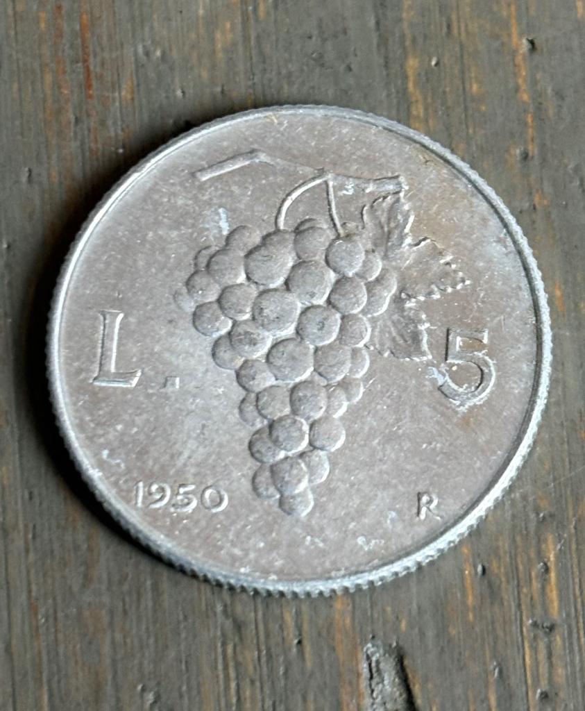 5 Lire 1950 Italie, Ophalen of Verzenden, Italië, Losse munt