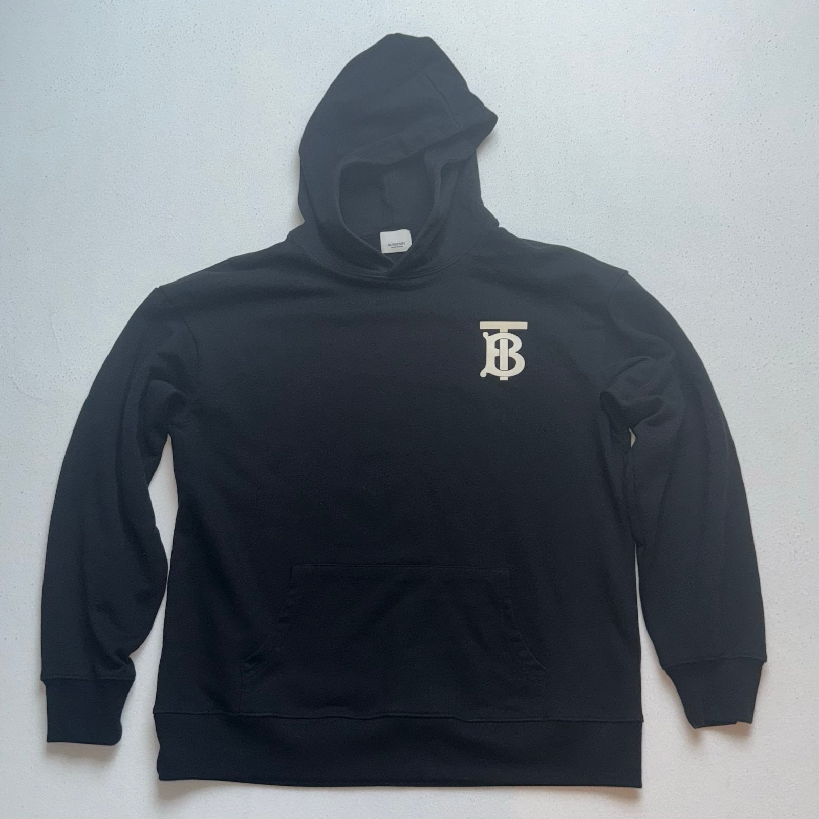 Burberry TB Monogram Hoodie Zwart Maat L, Kleding | Heren, Ophalen of Verzenden, Zo goed als nieuw, Maat 52/54 (L), Zwart