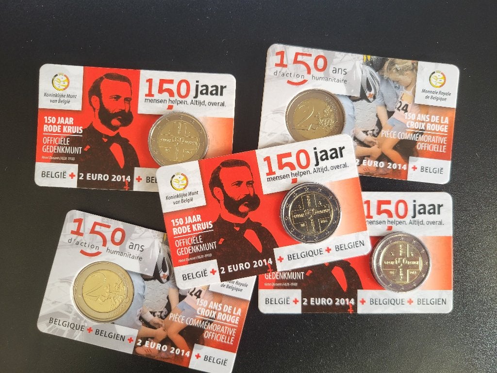 2 euro herdenkingsmunt in coincard "Rode Kruis België" 2014, Ophalen of Verzenden, België, 2 euro