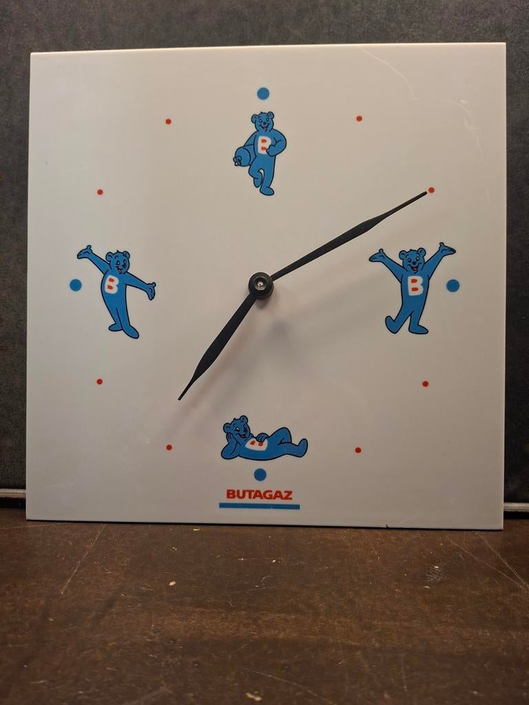 Oude klok butagaz benzine pomp reclame klok uniek werkend, Ophalen of Verzenden