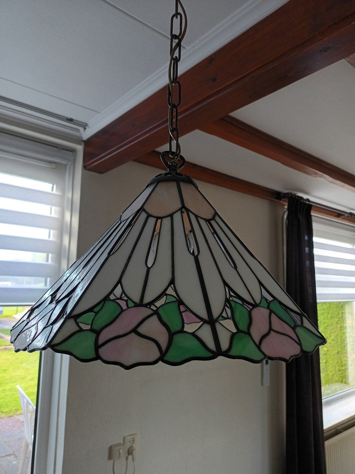 Tiffany Stijl Hanglamp met Rozenmotief, Ophalen