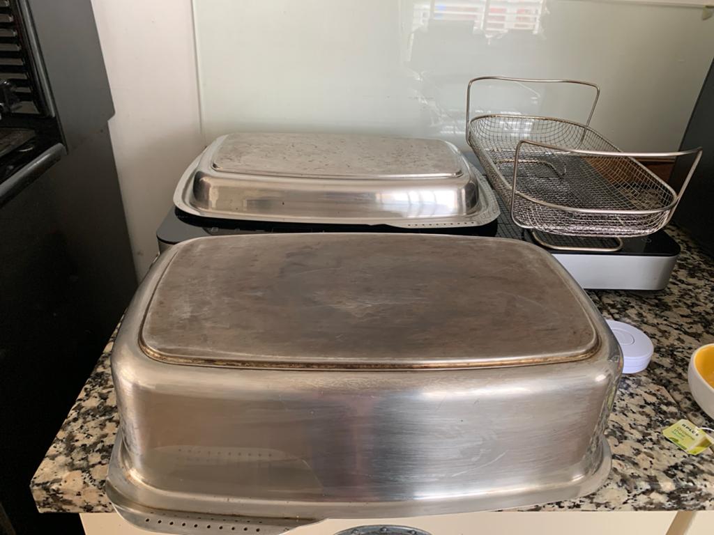 Fissler Braadpan/Gratineerpan voor in de oven - 38x22x12 cm, Ophalen of Verzenden, Gebruikt, Rvs, Koekenpan of Braadpan