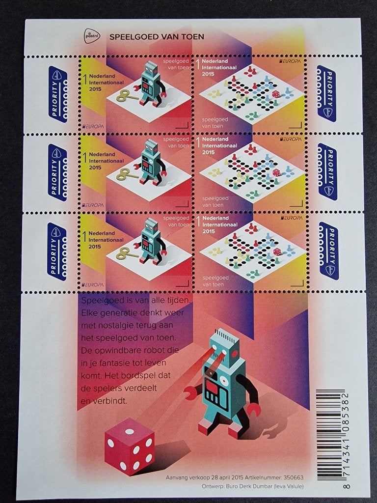2015 V3285-3286 Europazegels- speelgoed van toen Priority., Ophalen of Verzenden, Na 1940, Postfris