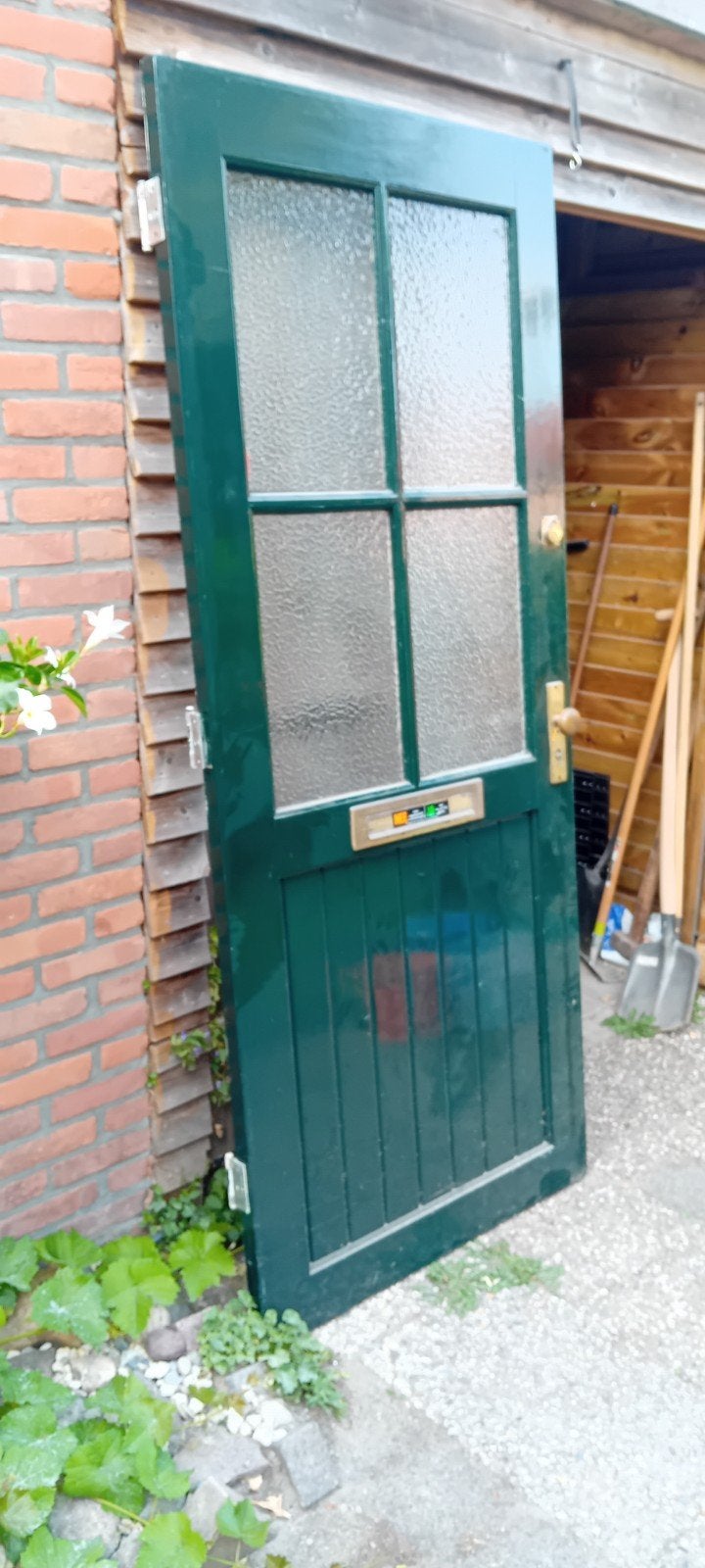 Voordeur, 4 glaspanelen en goed hang en sluitwerk, Ophalen, Gebruikt, 80 tot 100 cm, Buitendeur