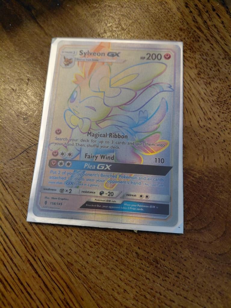 Sylveon GX Rainbow Rare Pokémon Kaart (158/145), Ophalen of Verzenden
