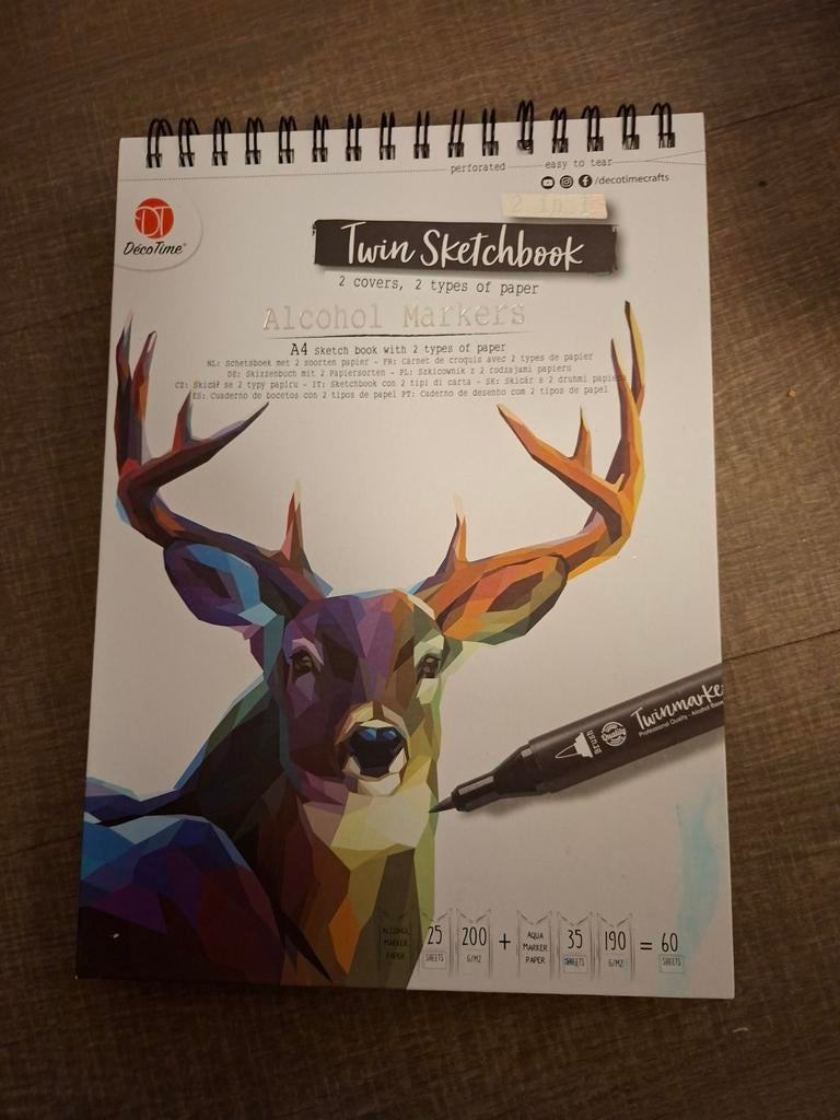 Twin Sketchbook A4 voor Alcohol Markers - 2 papiersoorten, Ophalen of Verzenden, Nieuw, Papier, Schets- of Tekenboek
