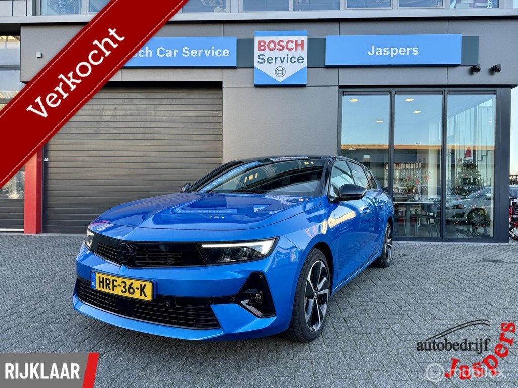 Opel Astra Sports Tourer 1.6 Turbo 180 PK Plug In Hybrid GS, 12 maanden, Zwart, Blauw, Leder en Stof