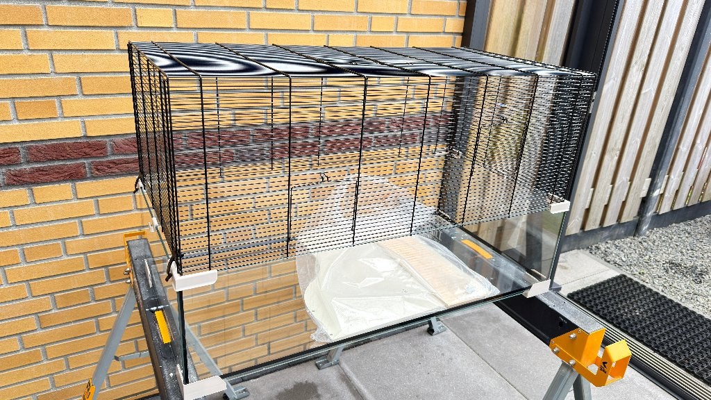 Hamster kooi met deel glas, Dieren en Toebehoren, Ophalen, Kooi, 60 tot 90 cm, Minder dan 75 cm