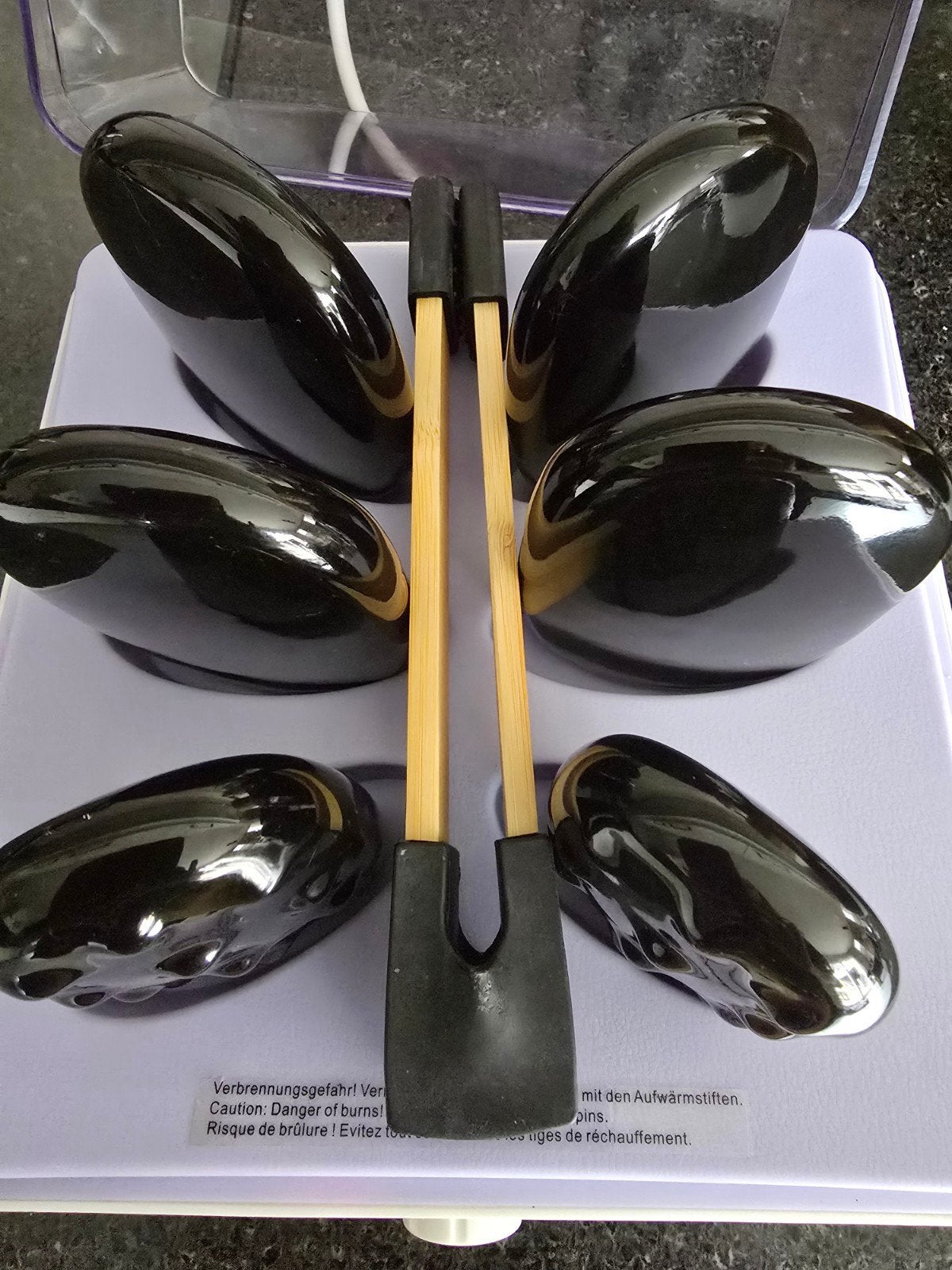 SilverCrest Hotstone Wellness Set met 6 stenen en tang, Ophalen of Verzenden, Gebruikt, Hotstone