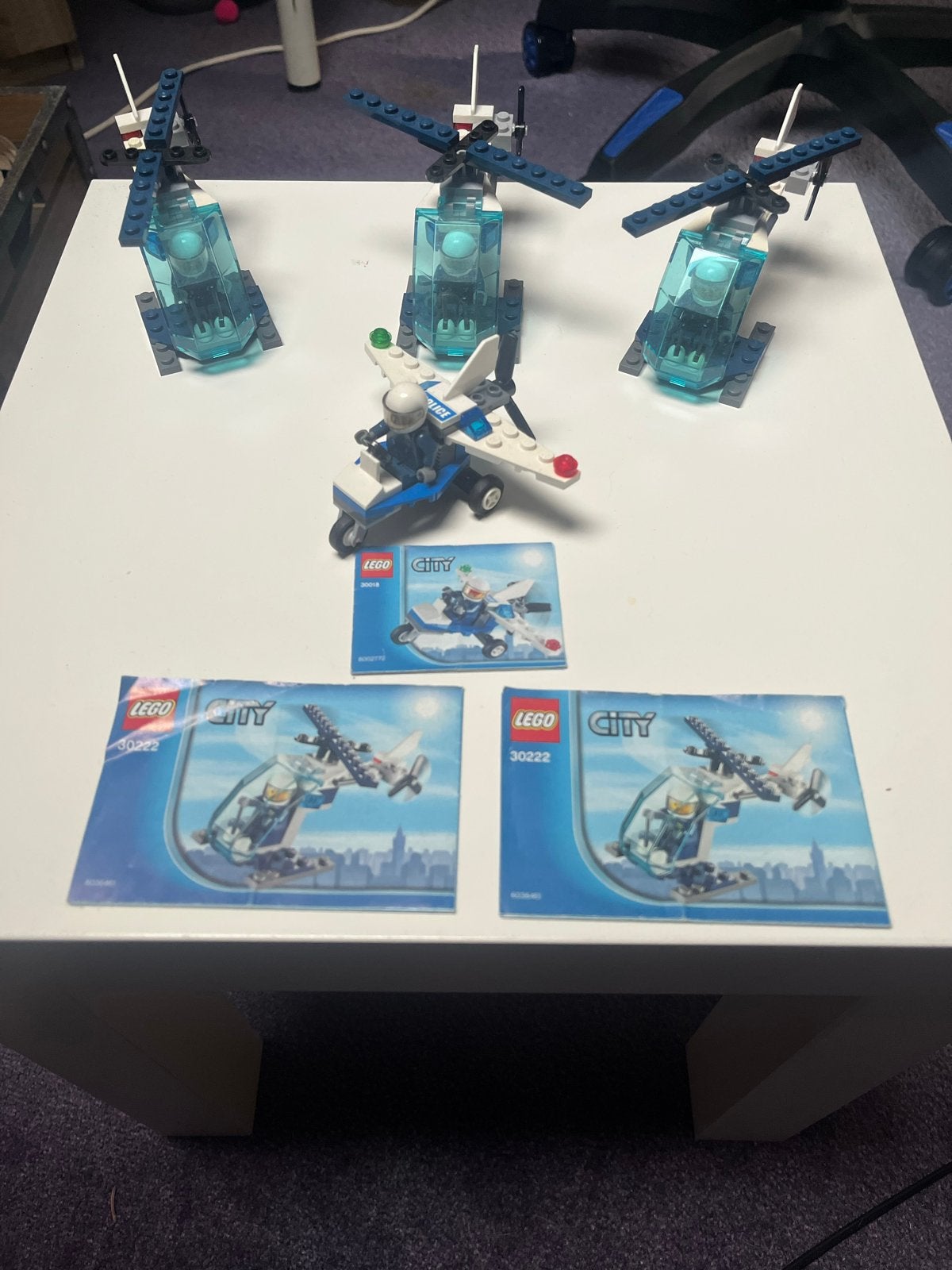 Lego City Politie Helikopters en Vliegtuigje (30019, 30222), Lego, Ophalen of Verzenden, Complete set, Inclusief instructies