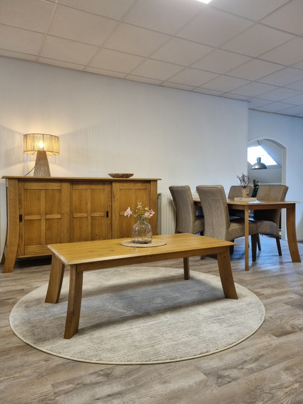 Nieuw eiken meubelset eettafel salontafel en dressoir, Huis en Inrichting, Complete inboedels, Ophalen