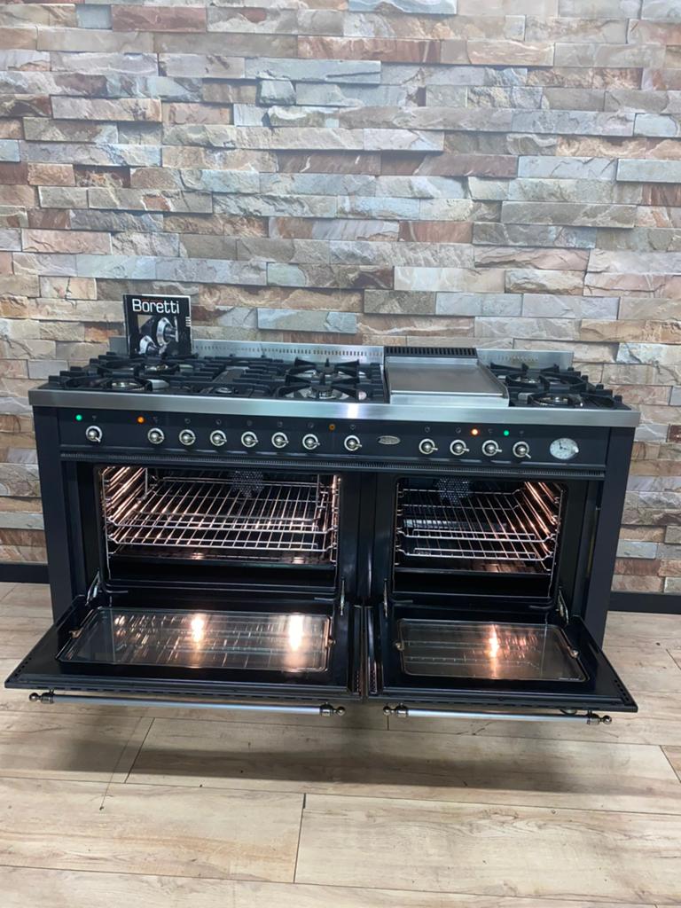 Luxe Boretti 8 pits met dubbele multifunctionele oven 150 cm, Fornello Esperta, Ophalen of Verzenden, Zo goed als nieuw, Energieklasse A of zuiniger
