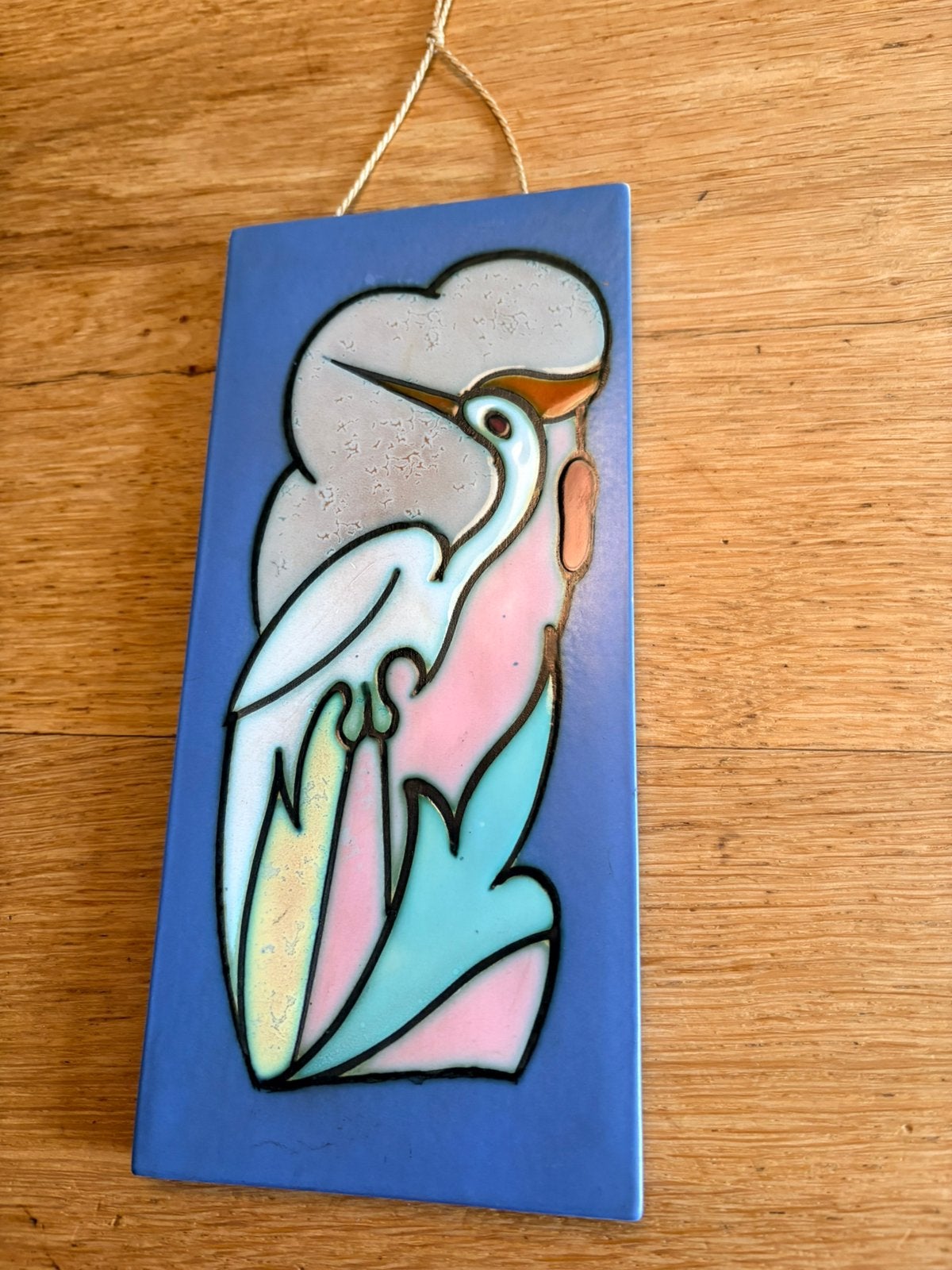 Vintage Flora Gouda keramische wandtegel – Reiger / Ooievaar, Ophalen of Verzenden