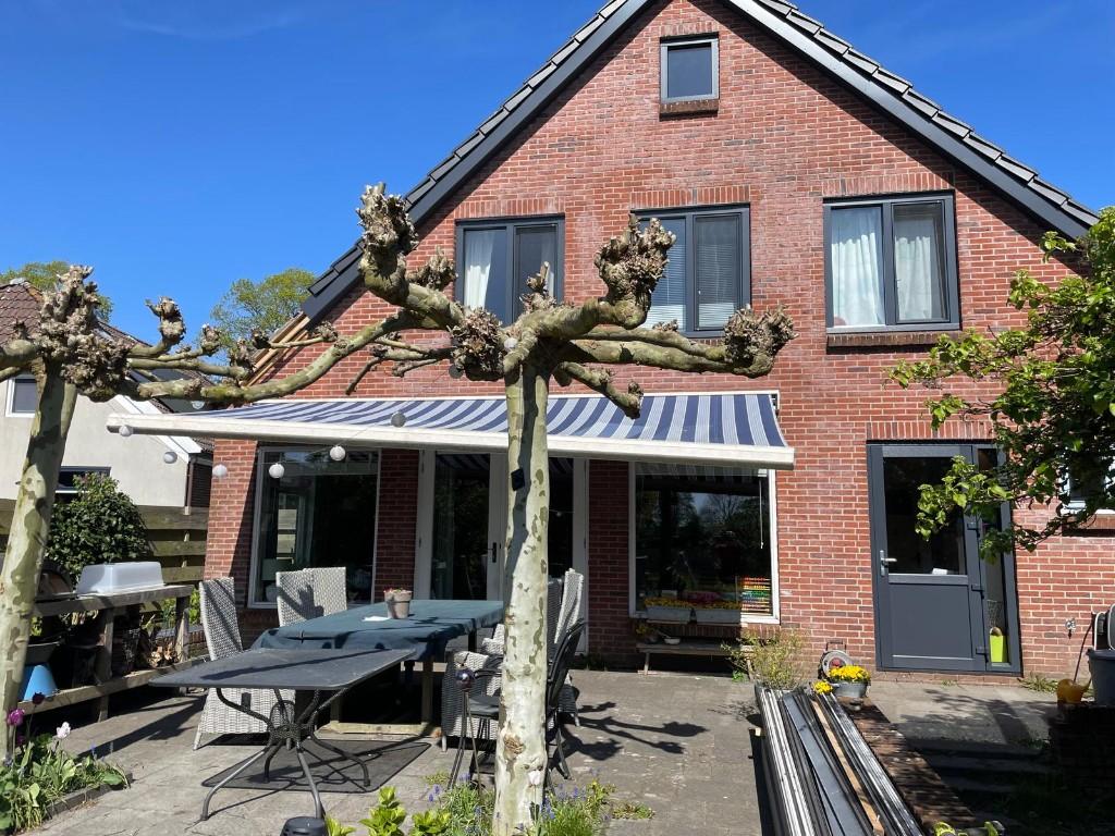 elektrisch zonnescherm Sunline 6 meter breed 2,5 m uitval, Tuin en Terras, Zonneschermen, Ophalen, Gebruikt, 450 cm of meer, Elektrisch