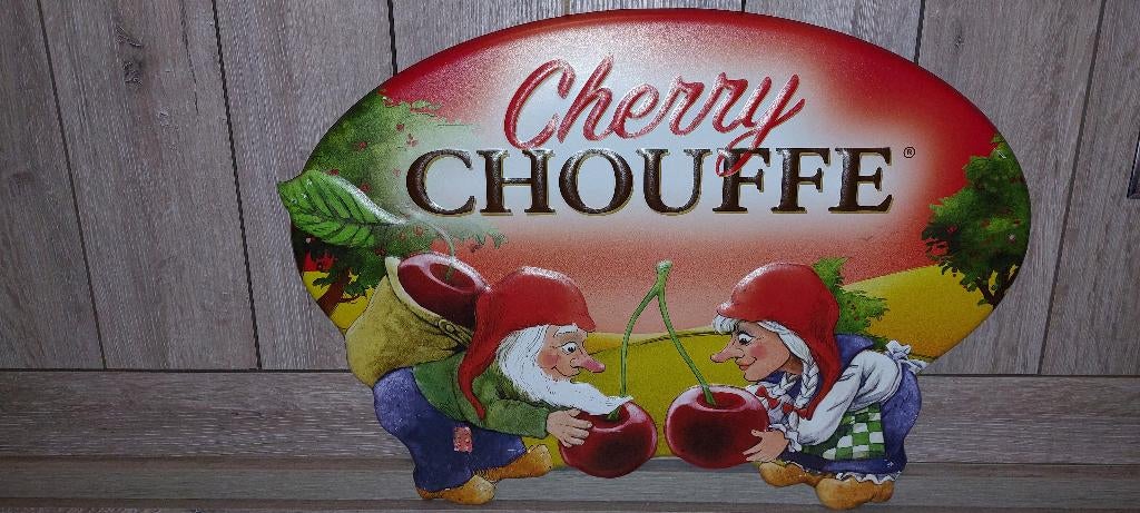 reclamebord Cherry Chouffe (nieuw in verpakking), Ophalen of Verzenden, Nieuw, Reclamebord, Plaat of Schild, Overige merken