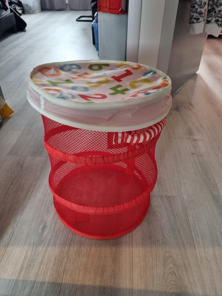 Opbergmandje rood, knuffels, speelgoed, Huis en Inrichting, Woonaccessoires | Schalen en Manden, Overige materialen, Gebruikt