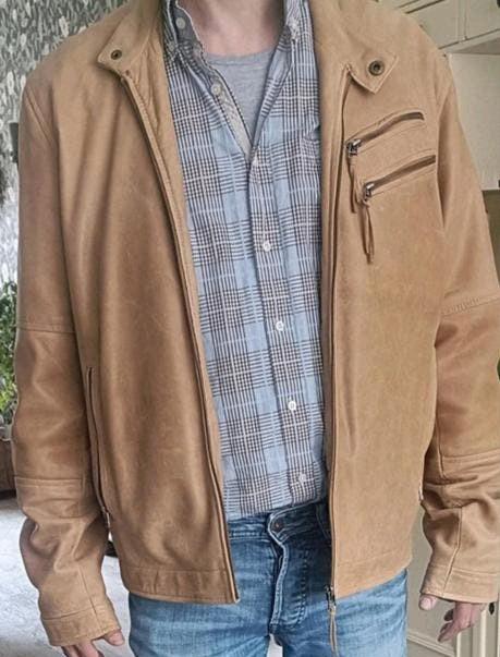 Heeli Leren Jas XXL - vintage motorjack, Heeli, Beige, Overige maten, Ophalen of Verzenden