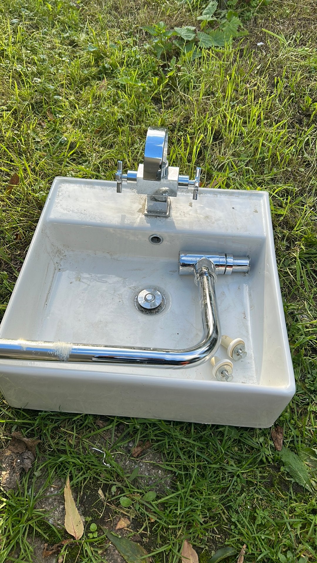 Wasbak compleet met kraan en afvoer, Ophalen, Zo goed als nieuw, Chroom, Wastafel
