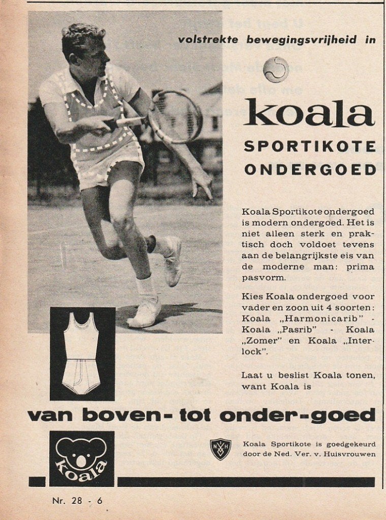 retro reclame 1960 Koala Neede heren ondergoed sporters, Verzamelen, Retro, Overige typen, Verzenden