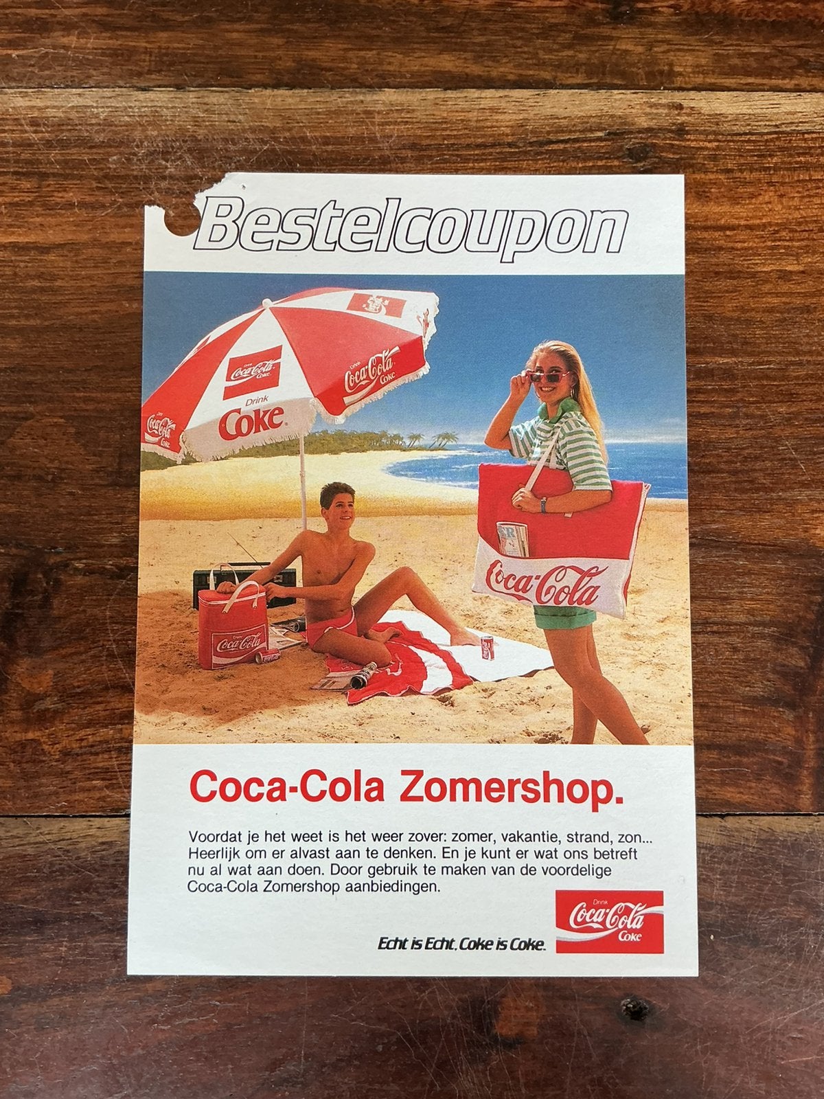 Coc cola reklame bestelcoupon Zomershop 1987 afm ca 12x17 cn, Verzenden, Zo goed als nieuw, Overige typen