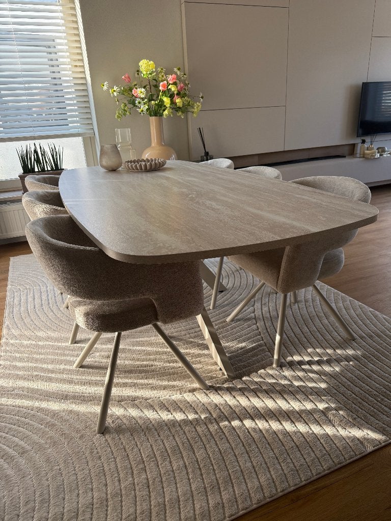 Nieuwe Deens ovale eettafels met draaibare eetkamerstoelen, Huis en Inrichting, 100 tot 150 cm, Vijf personen of meer, Ovaal, Ophalen