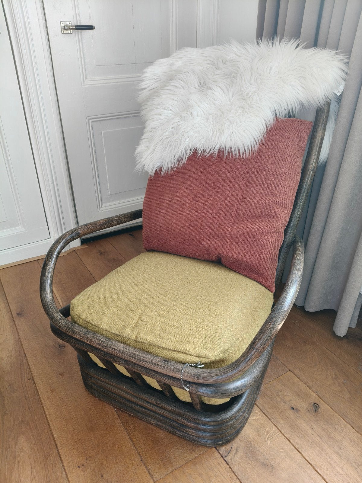Vintage rotan fauteuil met kussens, Antiek en Kunst, Antiek | Meubels | Stoelen en Banken, Ophalen