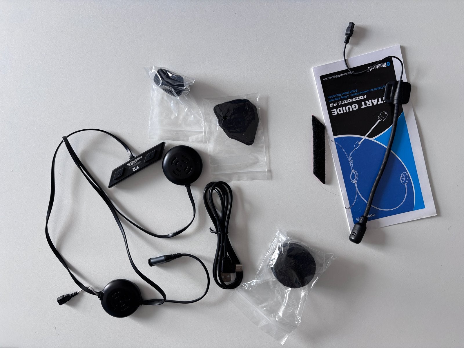 Fodsports F2 Bluetooth Intercom Motorhelm Headset, Ophalen, Zo goed als nieuw