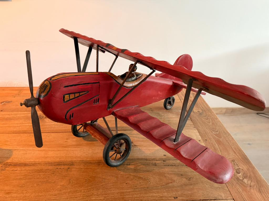 Houten vliegtuig, Antiek en Kunst, Ophalen, Overige onderwerpen, Houtsnijwerk, 50 - 100 cm