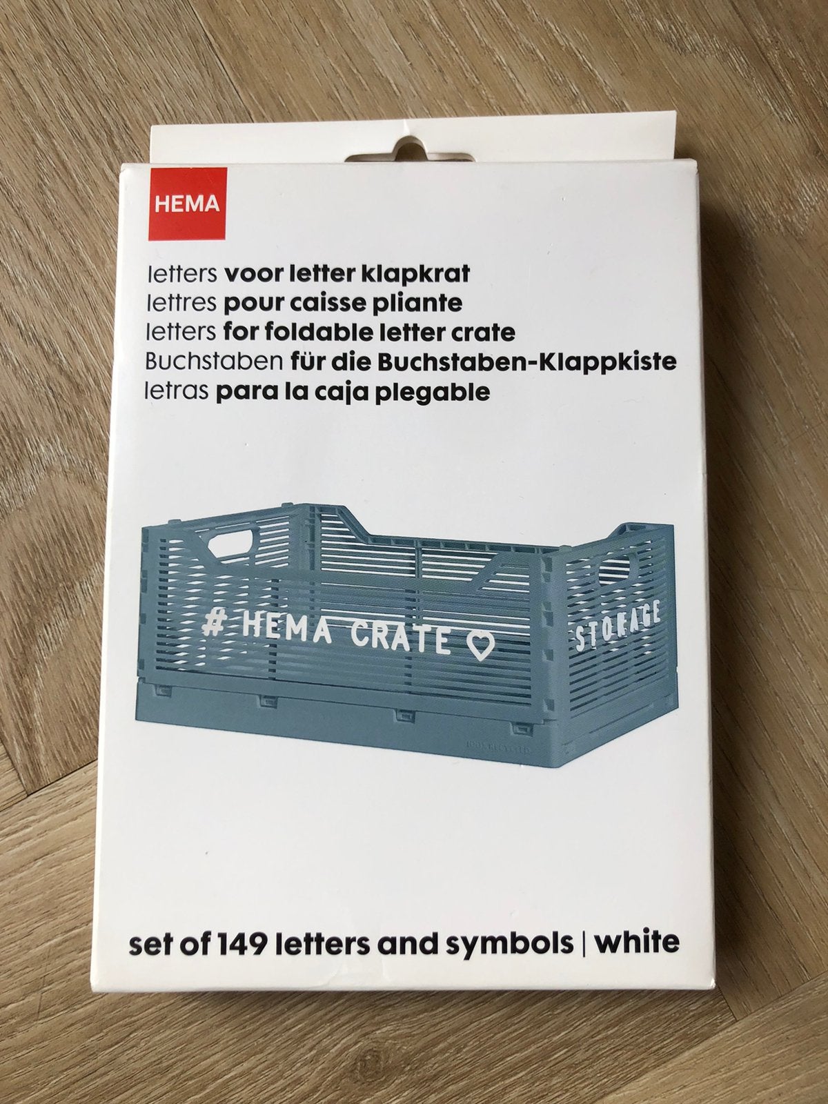 Nieuw! Hema klap krat letters, Ophalen of Verzenden, Minder dan 40 cm, Krat, Nieuw