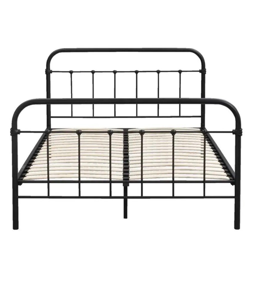 Metalen bed "Anne" (Leen Bakker) met IKEA matras, Ophalen, Zwart, Tweepersoons, 140 cm
