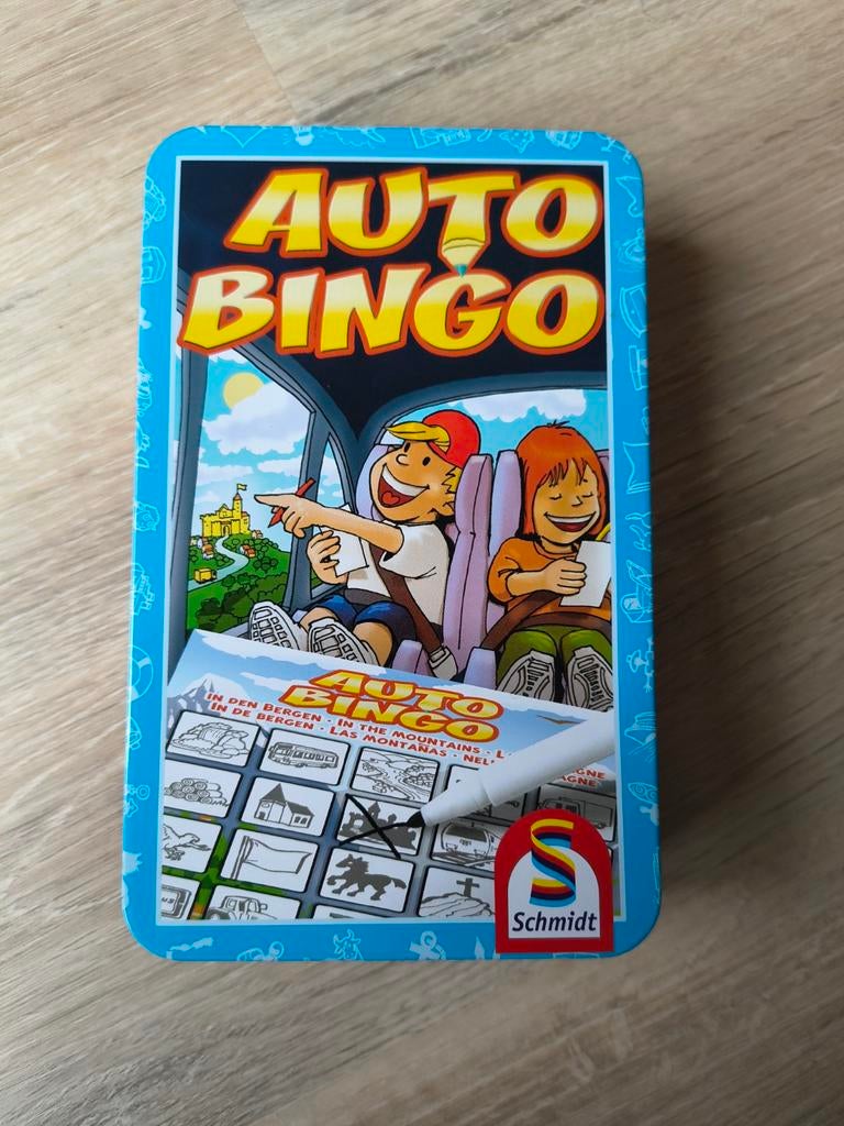 Auto Bingo Reisspel Schmidt - Compleet in blik, Hobby en Vrije tijd, Gezelschapsspellen | Bordspellen, Schmidt, Ophalen of Verzenden