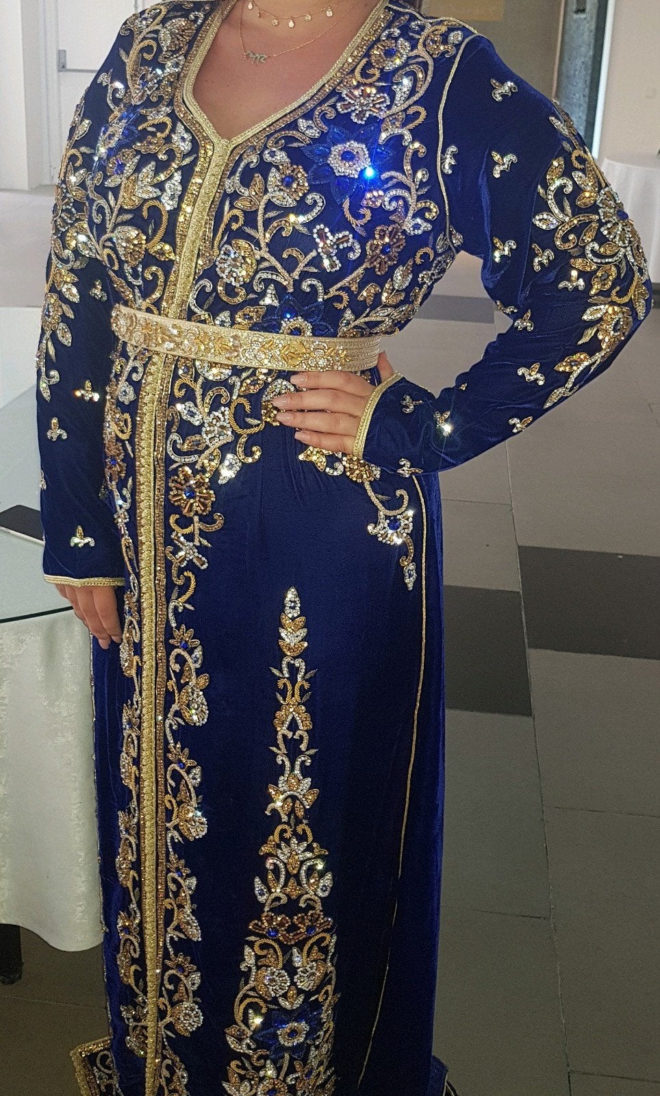 Mooi blauwe sari takshita te koop, Overige typen, Blauw, Maat 42/44 (L), Nieuw