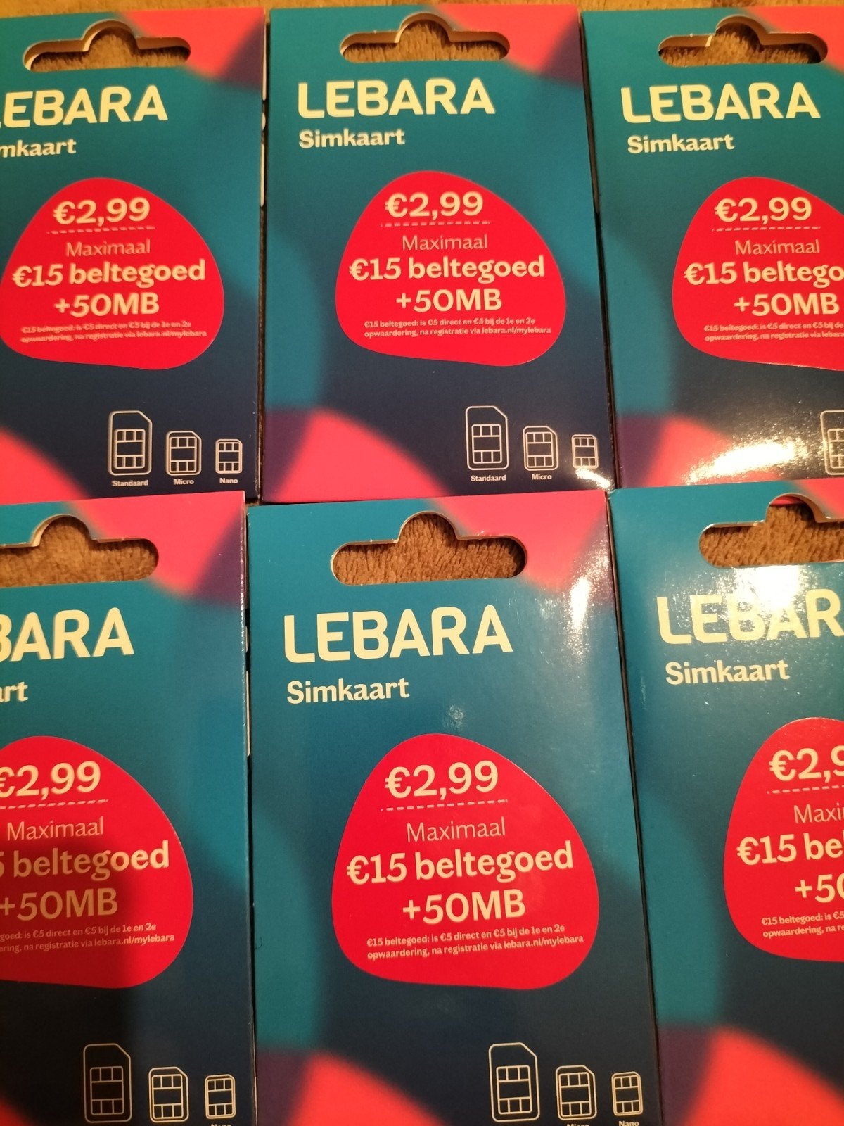 Lebara Simkaart - €15 beltegoed + 50MB data - 100 Stuks, Telecommunicatie, Prepaidkaarten en Simkaarten, Nieuw, Simkaart, KPN