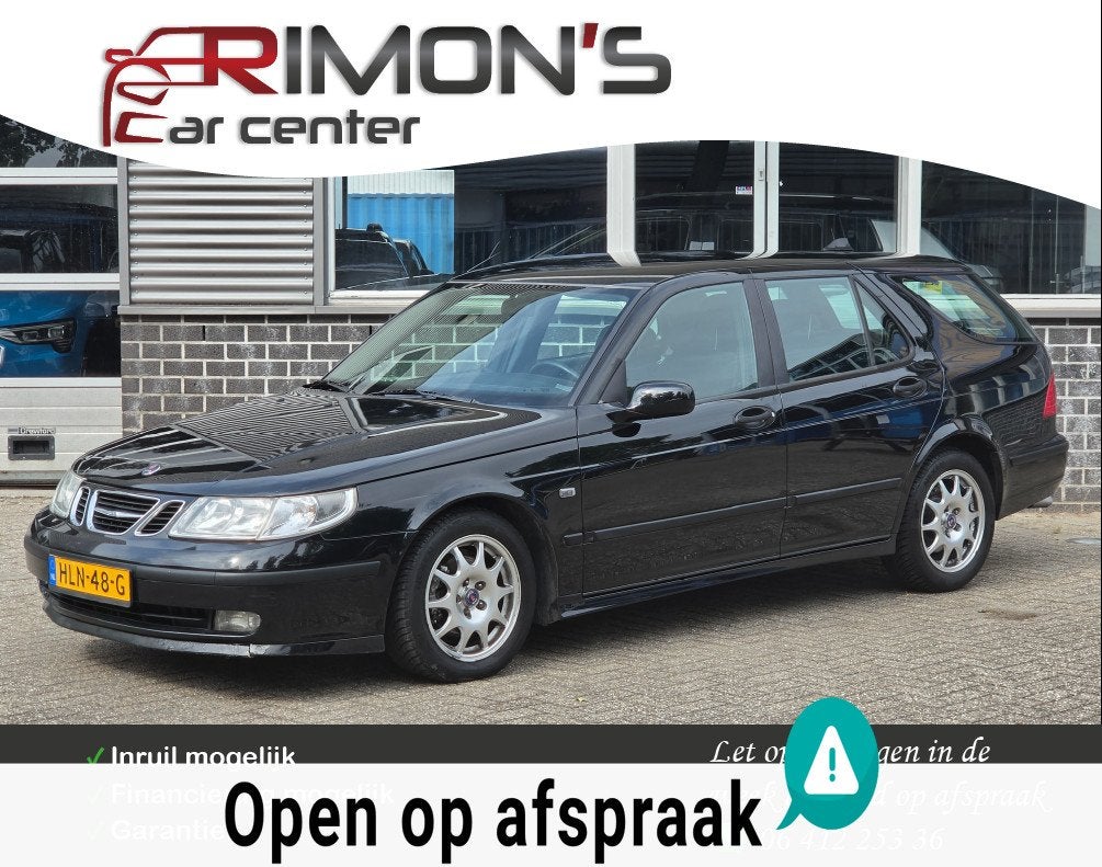 Saab 9-5 Estate 2.3t Linear Trekhaak Stoelverwarming, Auto's, Voorwielaandrijving, Stof, 2290 cc, Zwart