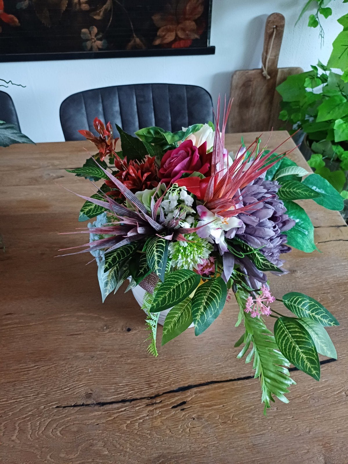 Nieuw laag biedermeier zijden bloemen boeket 30cm, Binnen, Ophalen of Verzenden, Boeket, Overige merken