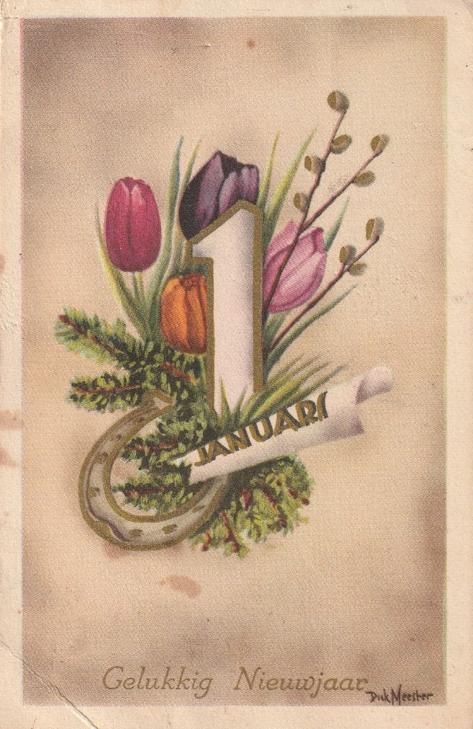 Gelukkig Nieuwjaar 1956, Ophalen of Verzenden, 1940 tot 1960, Gelopen, Feest(dag)
