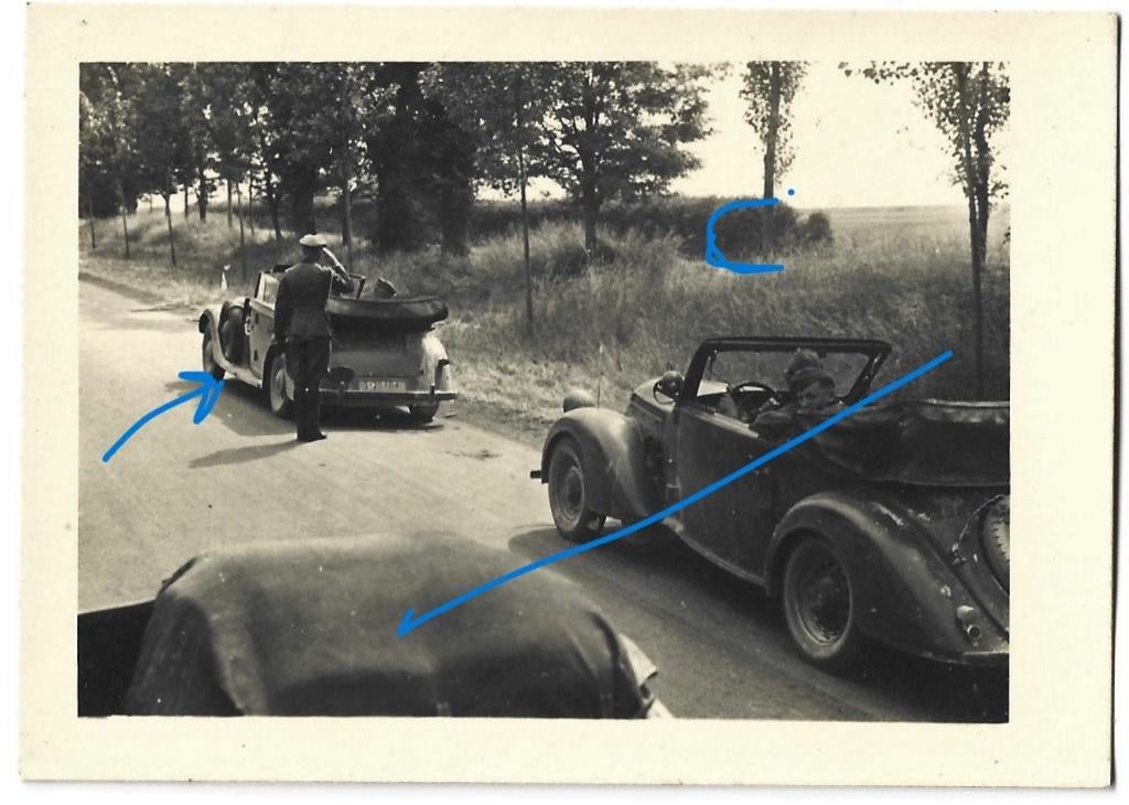 auto cabriolet met hoge officier militair foto, Verzenden, Landmacht, Duitsland, Foto of Poster