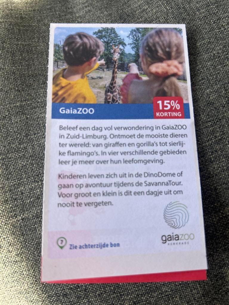 Gaia Zoo / Gaiazoo 15%korting op de entreeptijs, Drie personen of meer, Kortingskaart