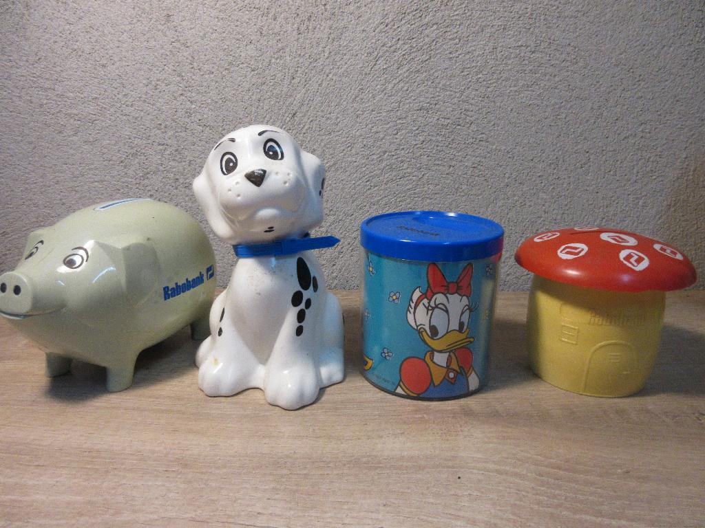 Vintage Rabobank spaarpot diverse spaarpotten, Ophalen of Verzenden, Gebruikt, Kunststof, Overige thema's