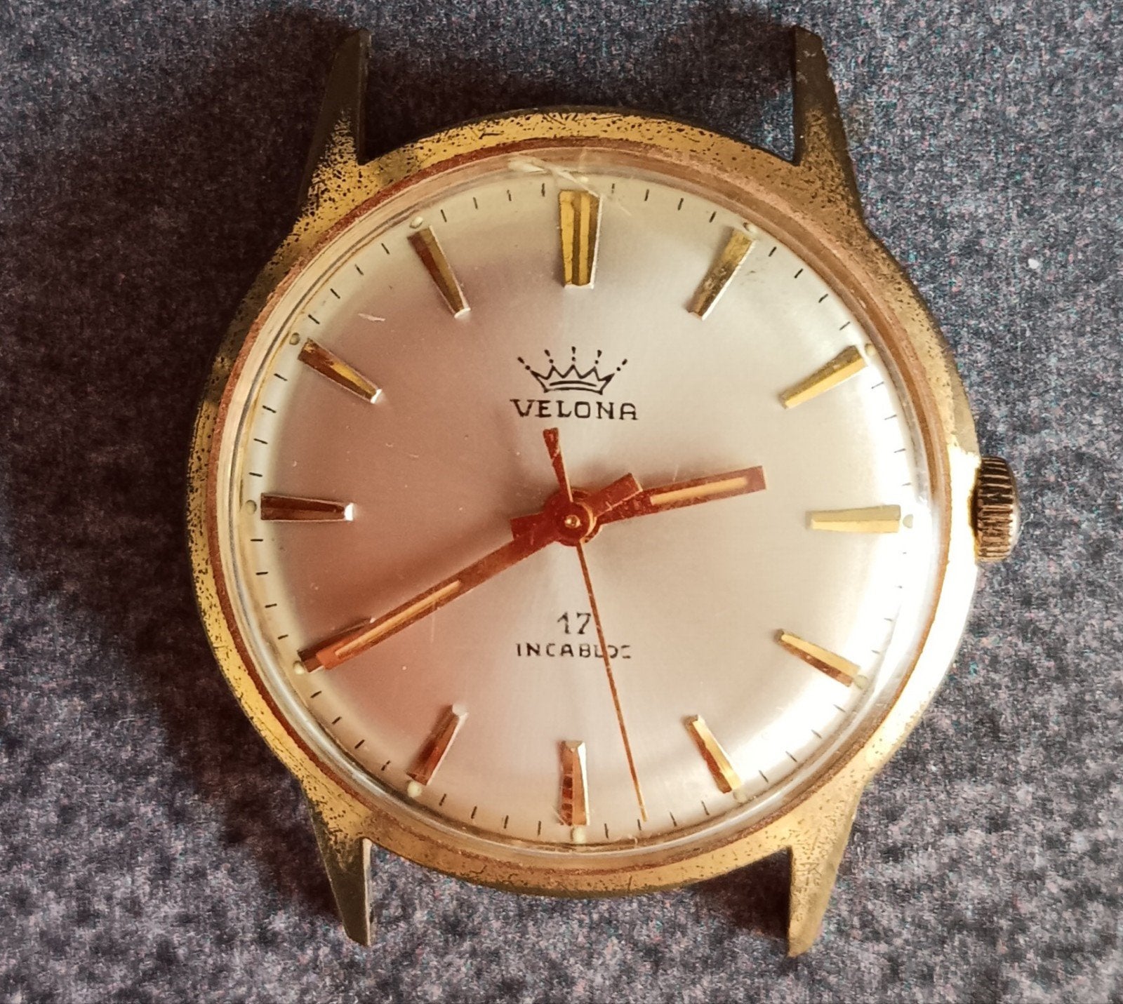 Goudkleurige Velona 17 Incabloc horloge, Verzenden, Overige merken, 1960 of later