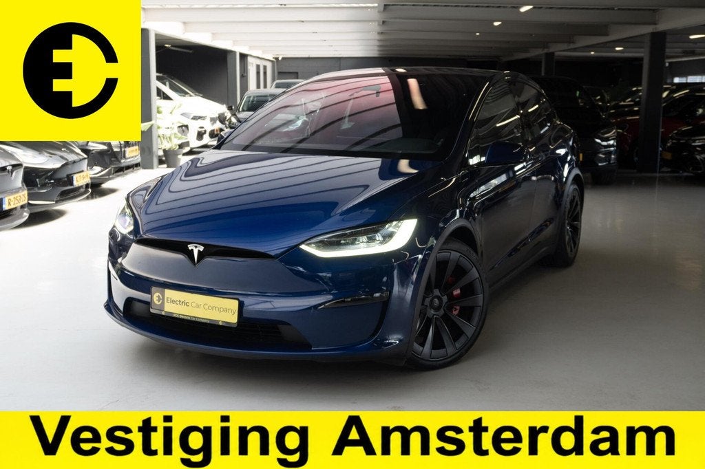 Tesla Model X Plaid AWD 6p. 100kWh | HW4 | FSD T.W.V. €750, Auto's, Tesla, Automaat, Model X, Gebruikt, Blauw