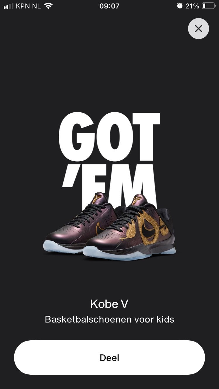 Nike Kobe 5 nieuw!! Deadstock, Overige kleuren, Nieuw, Ophalen of Verzenden, Sneakers of Gympen