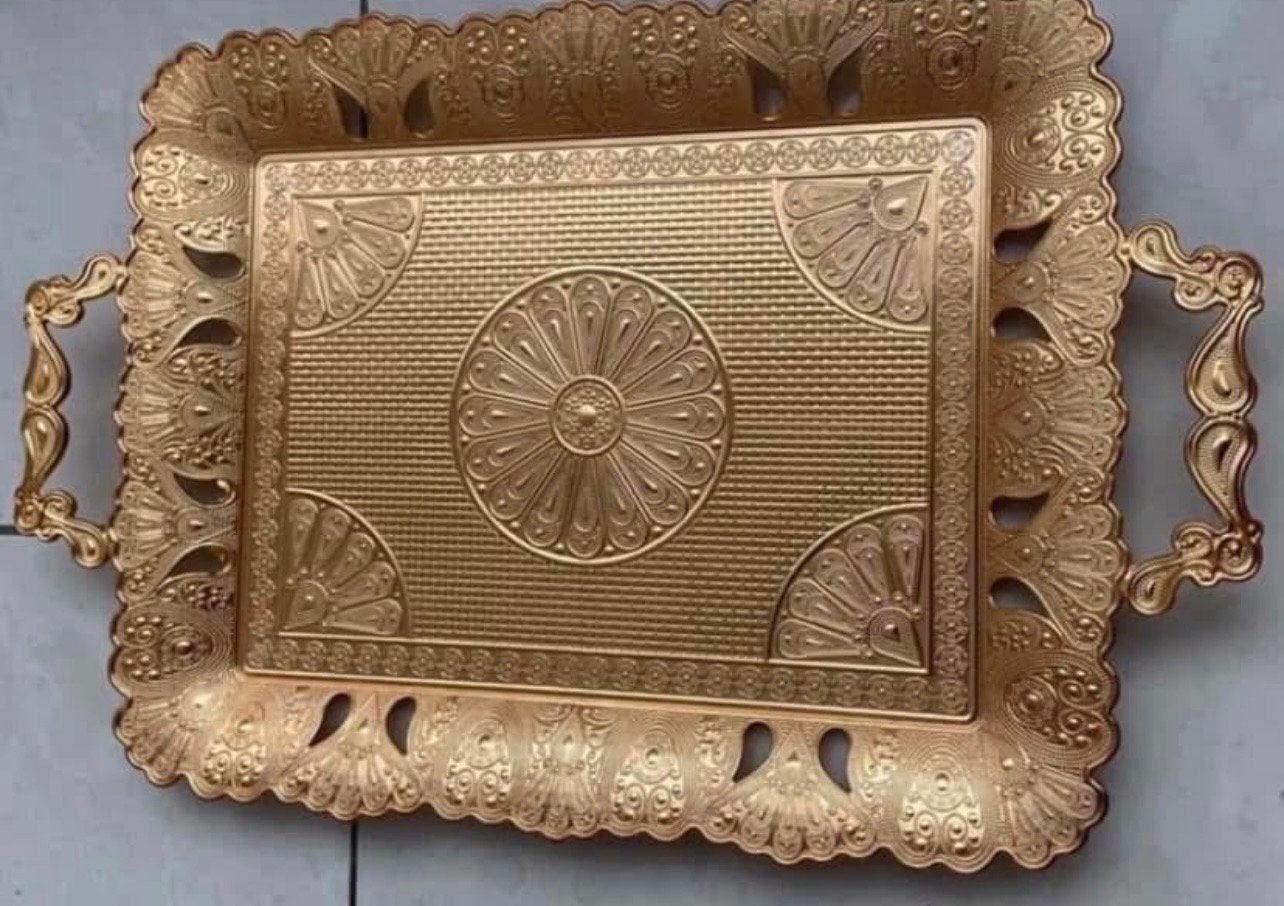 Decoratieve Gouden Dienblad met Handvatten (nieuw), Ophalen of Verzenden, Nieuw
