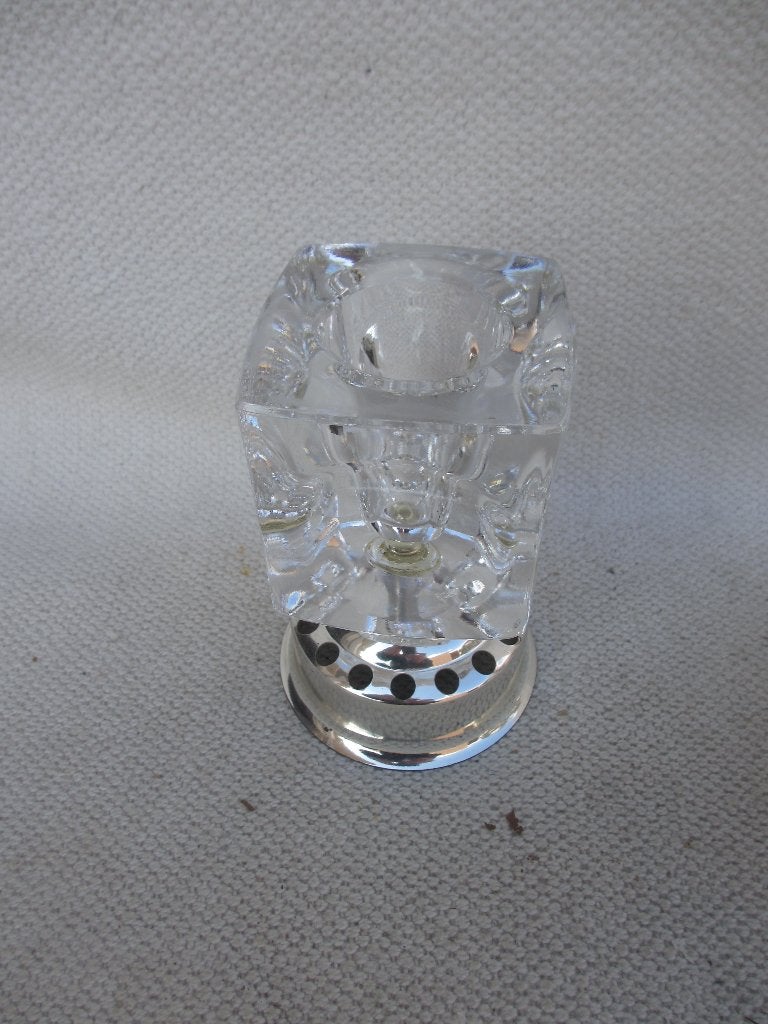 2 stuks Space Age vintage glazen kandelaren Peill & Putzler, Gebruikt, 13 cm, Ophalen of Verzenden, Glas