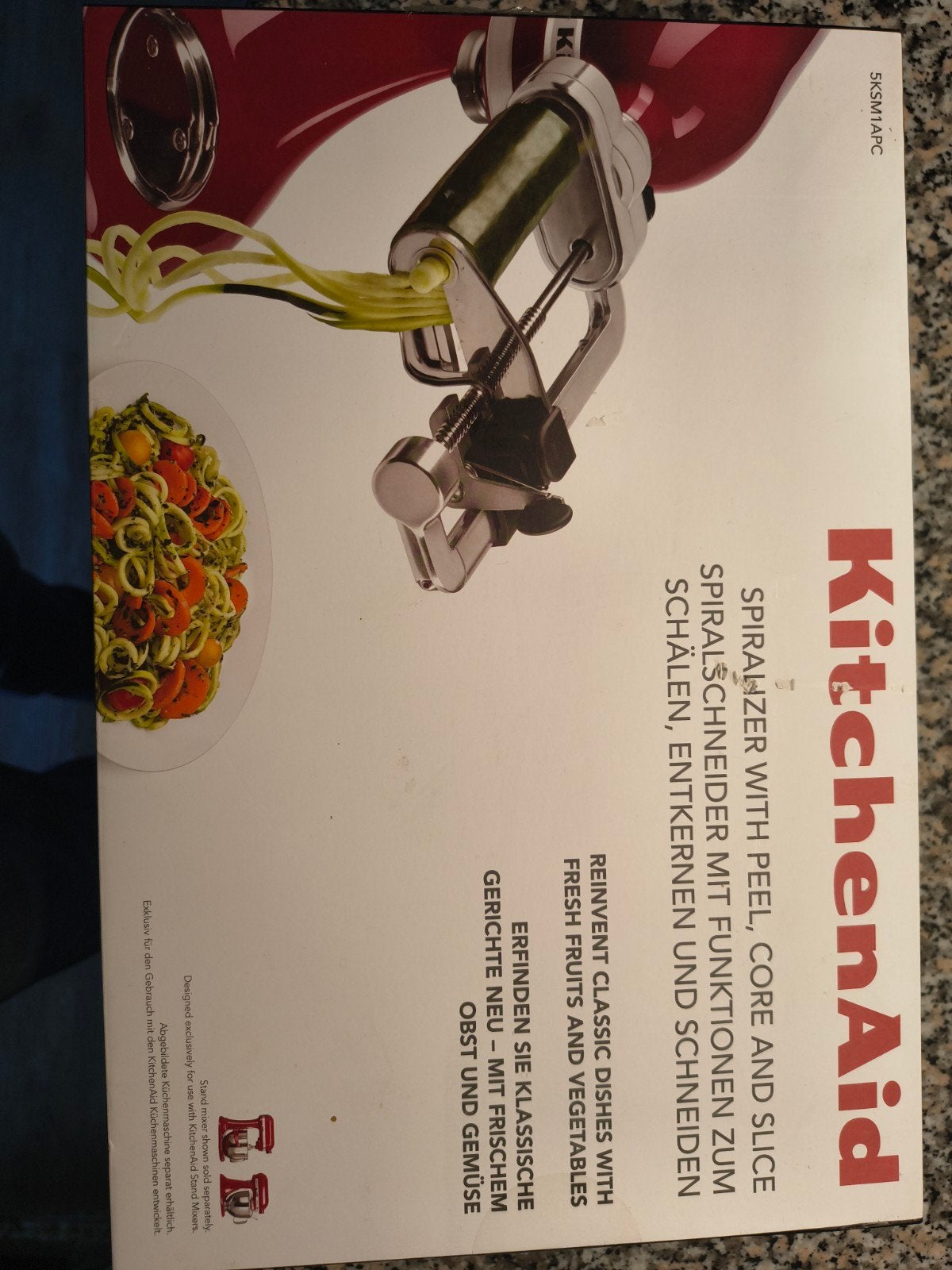 KitchenAid Spiraalsnijder met 5 messen - Zo goed als nieuw, Huis en Inrichting, Overige typen, Zilver, Ophalen of Verzenden, Zo goed als nieuw