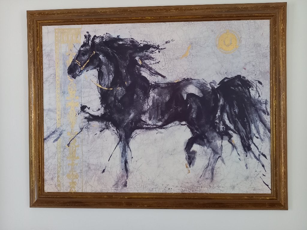Paard in actie schilderij, Ophalen