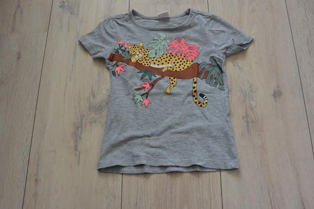 Hema - Lichtgrijs shirtje - maat 98/104, Kinderen en Baby's, Kinderkleding | Maat 92, Meisje, Ophalen of Verzenden, Zo goed als nieuw